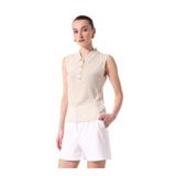 Fabrika Polo Yaka Düz Örgü Bluz, XL, 5003224069, Bej, Kadın