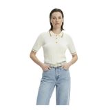 Fabrika Polo Yaka Saç Örgü Kazak, XL, 5003325483, Ekru, Kadın