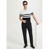 Fabrika Polo Yaka Slim Fit Çizgili Kazak, XL, 5003326484, Siyah - Beyaz, Erkek