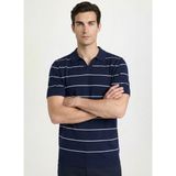 Fabrika Polo Yaka Slim Fit Çizgili Lacivert Erkek Kazak F6SM-KZK 2405 - XL