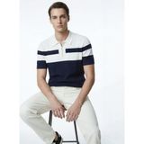 Fabrika Polo Yaka Slim Fit Çizgili Lacivert Erkek Kazak F6SM-KZK 2406 - 2XL