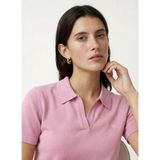 Fabrika Polo Yaka Slim Fit Düz Açık Pembe Kazak Kadın F6SL-KZK0057