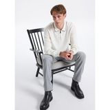 Fabrika Polo Yaka Slim Fit Düz Ekru Erkek Kazak F5WM-KZK 2319