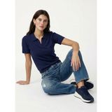 Fabrika Polo Yaka Slim Fit Düz Lacivert Kazak Kadın F6SL-KZK0057
