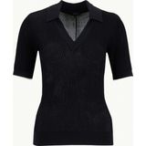 Fabrika Polo Yaka Slim Fit Düz Örgü Desenli Siyah Kazak Kadın F6SL-KZK0065