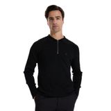 Fabrika Polo Yaka Slim Fit Düz Siyah Erkek Kazak F5WM-KZK 2323 - 2XL