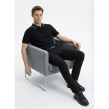 Fabrika Polo Yaka Slim Fit Düz Siyah Erkek Kazak F6SM-KZK 2048 - 2XL