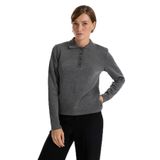 Fabrika Polo Yaka Slim Fit Kazak, M, 5003273454, Gri Melanj, Kadın