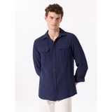 Fabrika Regular Fit Gömlek Yaka Düz Lacivert Erkek Gömlek F5SM-GML 2739 - XL