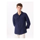 Fabrika Regular Fit Gömlek Yaka Düz Lacivert Erkek Gömlek F5SM-GML 2739