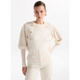 Fabrika Relaxed Fit Fitilli Kazak, S, 5003273339, Ekru, Kadın