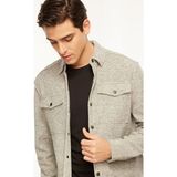 Fabrika Relaxed Gömlek Yaka Düz Gri Melanj Erkek Gömlek F3WM-GML116 - XL