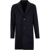 Fabrika Siyah Akrilik Palto F5WM-PLT 2895 Slim Fit Erkek Ceket Yaka Uzun Kol 46 Beden Düz Desen