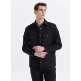 Fabrika Siyah Erkek Relaxed Fit Çizgili Dış Gömlek F6SM-GML 2600 - XL