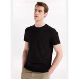 Fabrika Siyah Erkek Slim Fit Flamlı T-Shirt F6SM-TST 2900 - XL