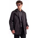 Fabrika Siyah Erkek Trençkot Polyester Slim Fit Ceket Yaka 46 Beden