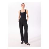 Fabrika Siyah Kadın %100 Keten Flare Pantolon F5SL-PNT0052