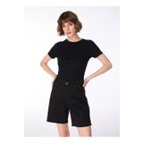 Fabrika Siyah Kadın Bisiklet Yaka Basic T-shirt Teo