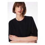 Fabrika Siyah Kadın Bisiklet Yaka Oversize T-shirt Dantıta
