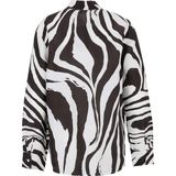 Fabrika Siyah Kadın Loose Fit Desenli Gömlek F6SL-GML0102 - 40 - Renkli