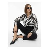 Fabrika Siyah Kadın Loose Fit Desenli Gömlek F6SL-GML0102