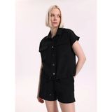 Fabrika Siyah Kadın Loose Fit Gömlek F6SL-GML0203 - 38