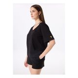 Fabrika Siyah Kadın V Yaka Oversize T-Shirt TALITA