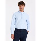 Fabrika Slim Fit Alttan Britli Yaka Armürlü Açık Mavi Gömlek, S, 5003274152, Açık Mavi, Erkek