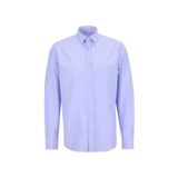Fabrika Slim Fit Alttan Britli Yaka Çizgili Mavi Erkek Gömlek MAYDOS-Y 307