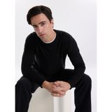 Fabrika Slim Fit Bisiklet Yaka Kazak, S, F5WM-KZK 2883, Siyah, Erkek