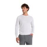 Fabrika Slim Fit Çizgili Kazak, L, 5003276962, Ekru, Erkek