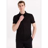 Fabrika Slim Fit Flamlı Polo T-Shirt, 2XL, 5003328091, Siyah, Erkek