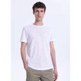 Fabrika Slim Fit Flamlı T-Shirt, M, 5003328047, Beyaz, Erkek
