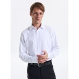 Fabrika Slim Fit Gömlek Yaka Armürlü Beyaz Erkek Gömlek Maydos-Y 402 - 2XL