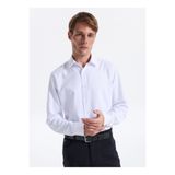 Fabrika Slim Fit Gömlek Yaka Armürlü Beyaz Erkek Gömlek MAYDOS-Y 402