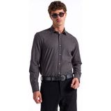 Fabrika Slim Fit Gömlek Yaka Düz Antrasit Melanj Erkek Gömlek F5WM-GML 2574 - 2XL