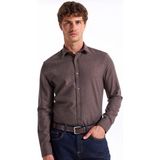 Fabrika Slim Fit Gömlek Yaka Düz Kahve Erkek Gömlek F5WM-GML 2574