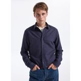 Fabrika Slim Fit Gömlek Yaka Düz Lacivert Melanj Erkek Gömlek F5WM-GML 2574