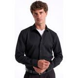 Fabrika Slim Fit Gömlek Yaka Düz Siyah Erkek Gömlek F5WM-GML 2421