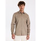 Fabrika Slim Fit Gömlek Yaka Düz Vizon Erkek Gömlek F5WM-GML 2378 - XL