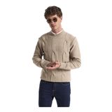 Fabrika Slim Fit Saç Örgü Desenli Kazak, L, 5003275543, Haki, Erkek