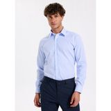 Fabrika Slim Fit Sumos Yaka Çizgili Açık Mavi Erkek Gömlek F5WM-GML 2582 - 41