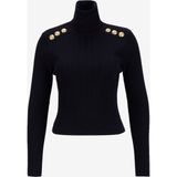 Fabrika Tam Balıkçı Yaka Dar Fitilli Siyah Kazak Kadın F5WL-KZK0018 - XL