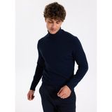 Fabrika Tam Balıkçı Yaka Slim Fit Düz Lacivert Erkek Kazak F5WM-KZK 2524 - XL