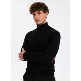 Fabrika Tam Balıkçı Yaka Slim Fit Düz Siyah Erkek Kazak F5WM-KZK 2524