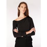 Fabrika Tek Omuz Yaka Düz Siyah Kadin Bluz F4WL-BLZ0677
