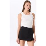Fabrika U Yaka Taşlı Kırık Beyaz Kadın Atlet F5SL-TST0257 - XS