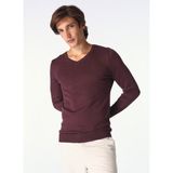 Fabrika V Yaka Basic Düz Bordo Melanj Erkek Kazak F4WM-KZK 2842