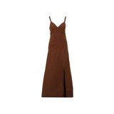 Fabrika V Yaka Basic Elbise, 34, 5003087481, Kahve, Kadın