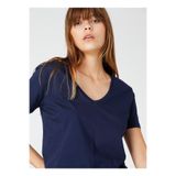 Fabrika V Yaka Basic Fit T-Shirt, XS, TEYO, Lacivert, Kadın